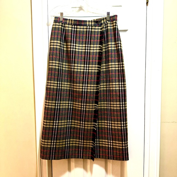Evan Picone Dresses & Skirts - Evan Picone Wrap Plaid Maxi Skirt Sz 10 Wool Blend